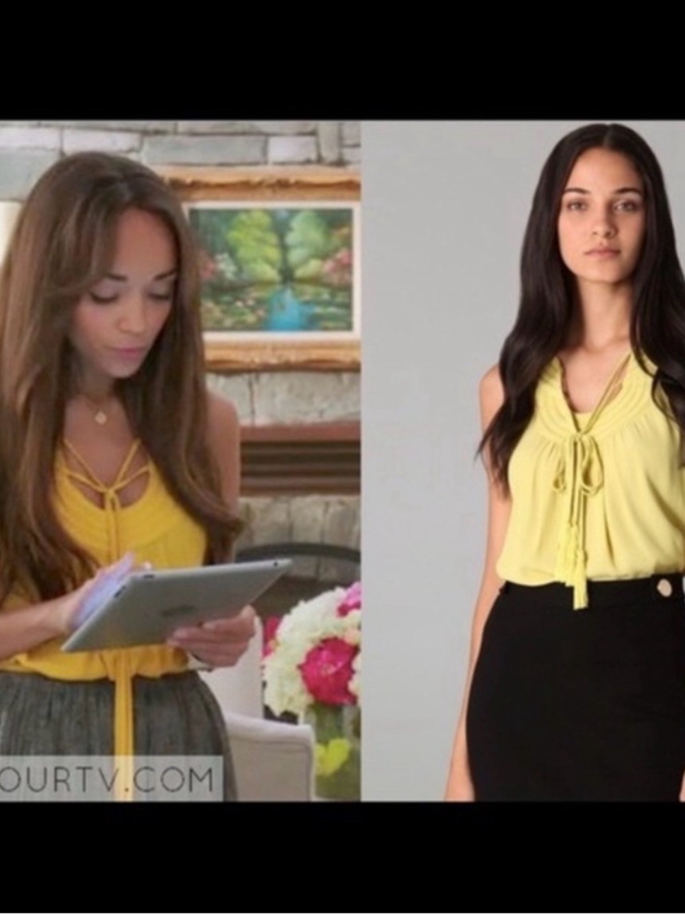 Diane von furstenberg dvf Parlian Yellow Mustard Tassle Sleeveless Top
